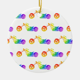 Rainbow Mortocycle Ceramic Tree Decoration