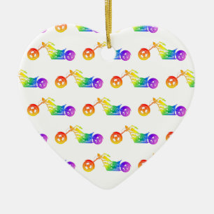 Rainbow Mortocycle Ceramic Tree Decoration