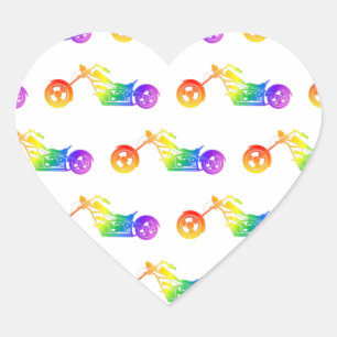 Rainbow Mortocycle Heart Sticker