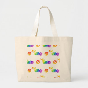 Rainbow Mortocycle Large Tote Bag