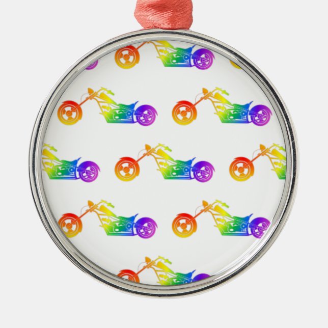 Rainbow Mortocycle Metal Tree Decoration (Front)