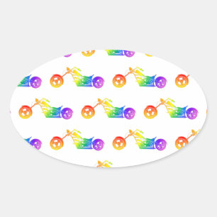 Rainbow Mortocycle Oval Sticker