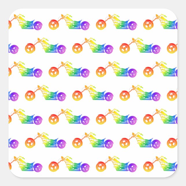 Rainbow Mortocycle Square Sticker (Front)