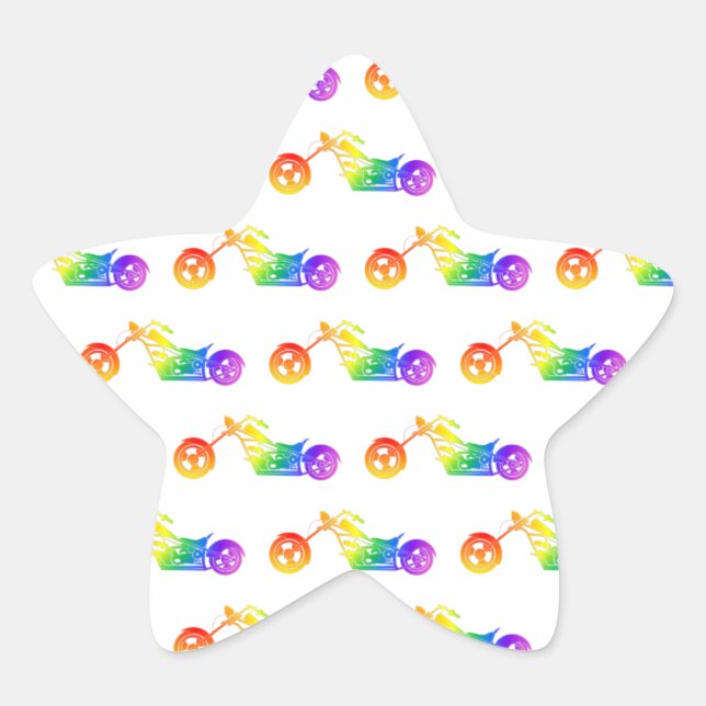 Rainbow Mortocycle Star Sticker (Front)