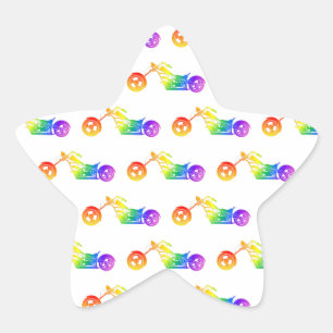 Rainbow Mortocycle Star Sticker
