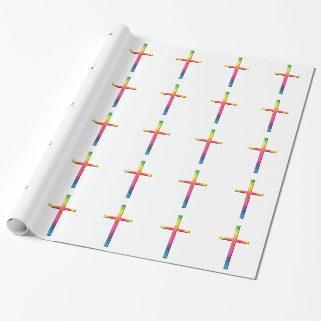 Rainbow Mosaic Cross Wrapping Paper (Unrolled)