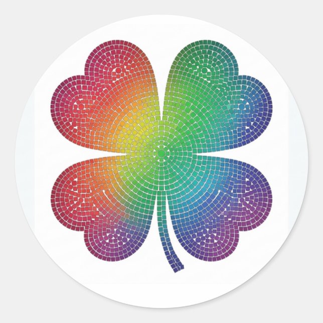 Rainbow Mosaic Four Leaf Clover Sticker (Front)