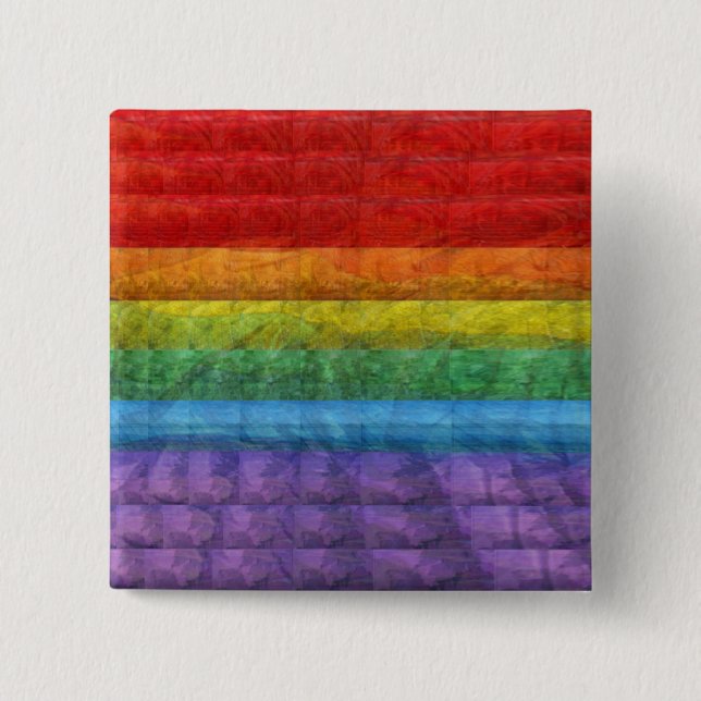 Rainbow Mosaic Gay Pride Flag 15 Cm Square Badge (Front)