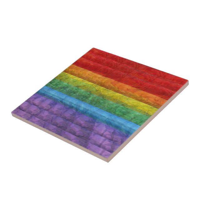 Rainbow Mosaic Gay Pride Flag Tile (Side)
