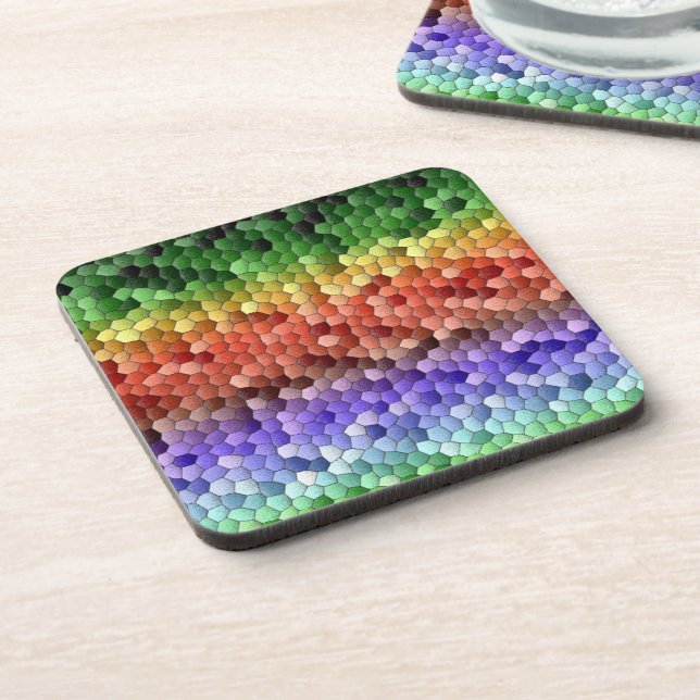 Rainbow Mosaic Pattern Coaster (Left Side)