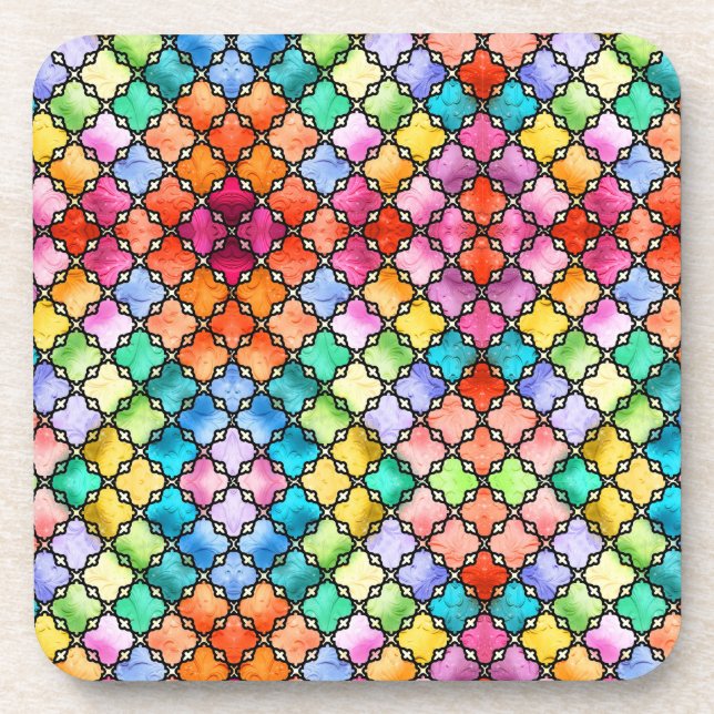 Rainbow mosaic pattern coaster (Front)