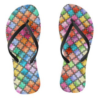 Rainbow mosaic pattern flip flops