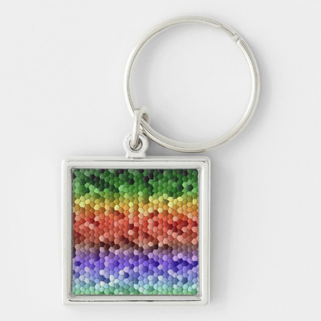 Rainbow Mosaic Pattern Key Ring (Front)