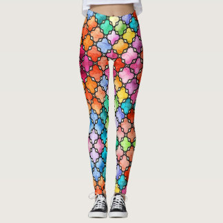 Rainbow mosaic pattern leggings