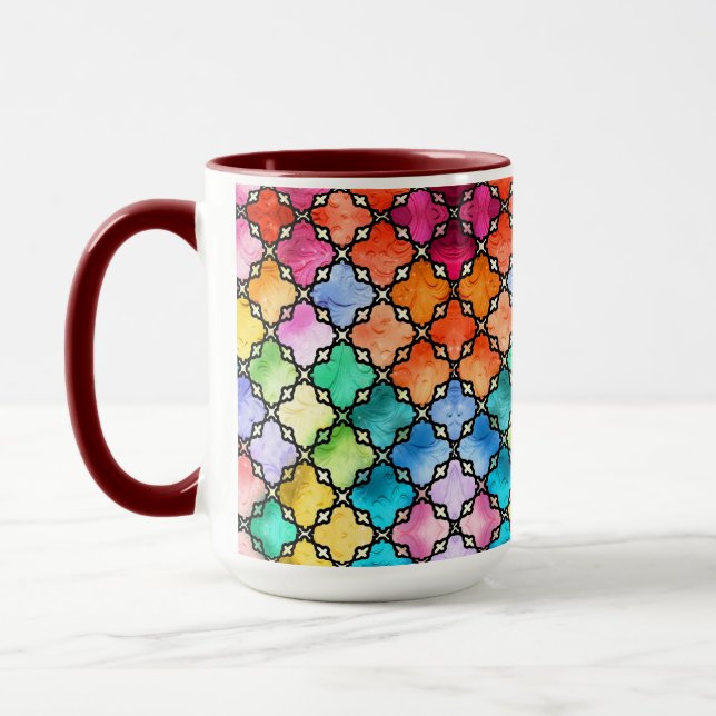 Rainbow mosaic pattern mug (Left)