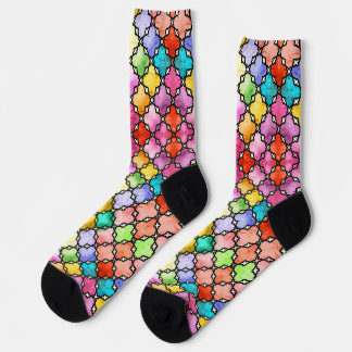 Rainbow mosaic pattern socks
