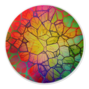 Rainbow Mosaic -stained glass look Ceramic Knob