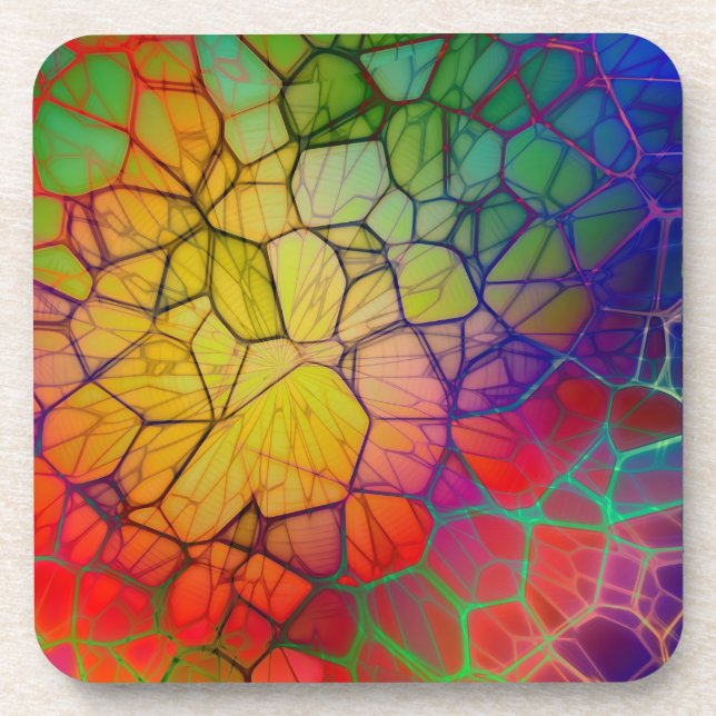 Rainbow Mosaic -Stained Glass Look Coaster (Front)