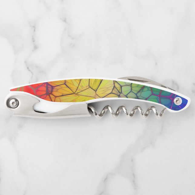 Rainbow Mosaic -Stained Glass Look  Corkscrew (Front)