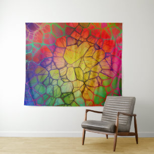Rainbow Mosaic -Stained Glass Look Tapestry