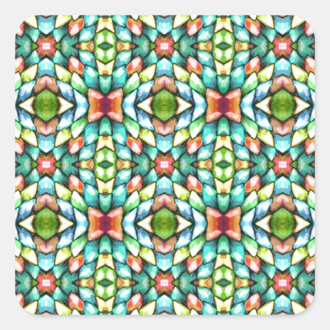 Rainbow Mosaic Tiles Stones Square Sticker (Front)