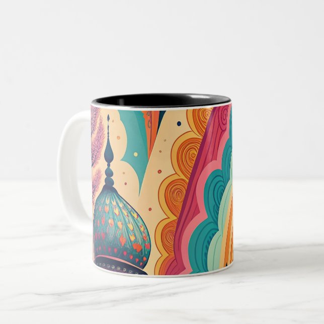 Rainbow Mosque Dome Art Mug – Customisable (Front Left)