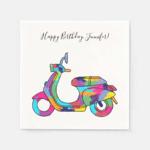Rainbow Motor Scooter Moped Custom Message Napkin