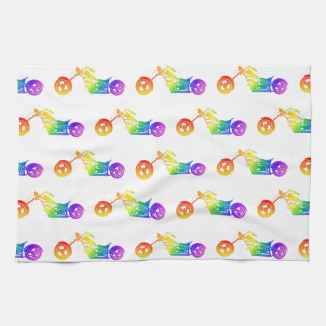 Rainbow Motorcycle Tea Towel (Horizontal)