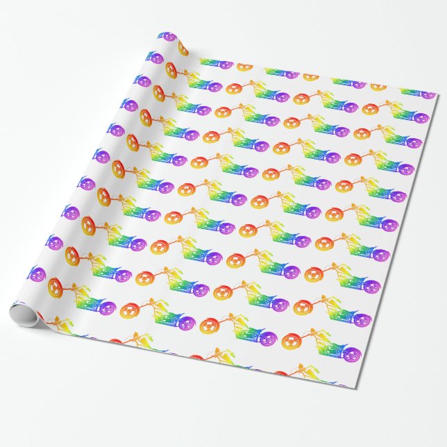 Rainbow Motorcycle Wrapping Paper (Unrolled)