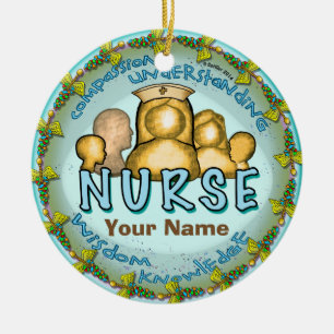 Rainbow motto nurse  ceramic tree decoration