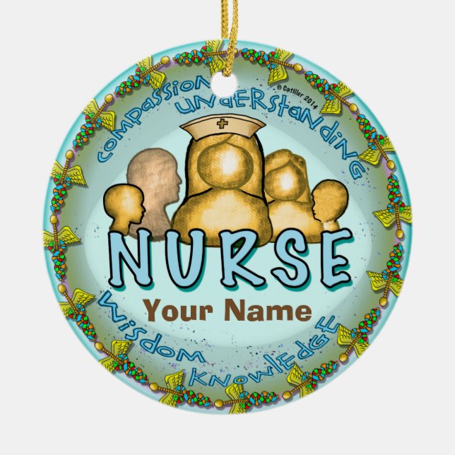 Rainbow motto nurse  ceramic tree decoration (Front)