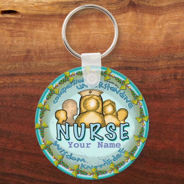 Rainbow motto nurse  key ring (Front)