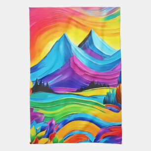 Rainbow Mountain Majesty Art Tea Towel