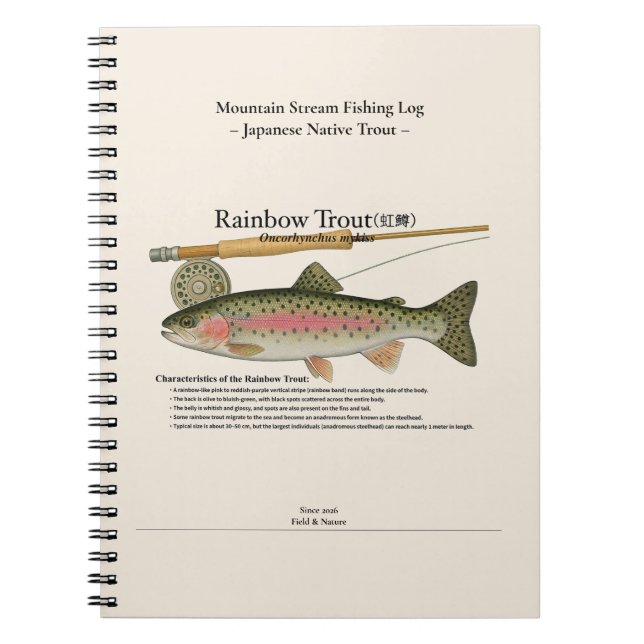 Rainbow Mountain Stream Fishing Log Photo Notebook (Front)