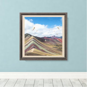 Rainbow Mountains with Fairies & Clouds   Whimsica Canvas Print
