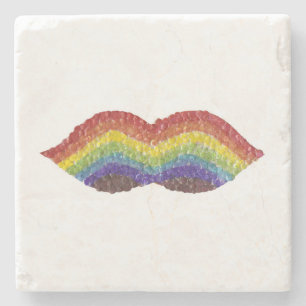 Rainbow Moustache Marble Coaster