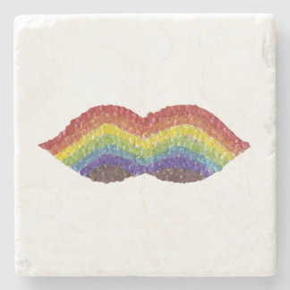 Rainbow Moustache Marble Coaster