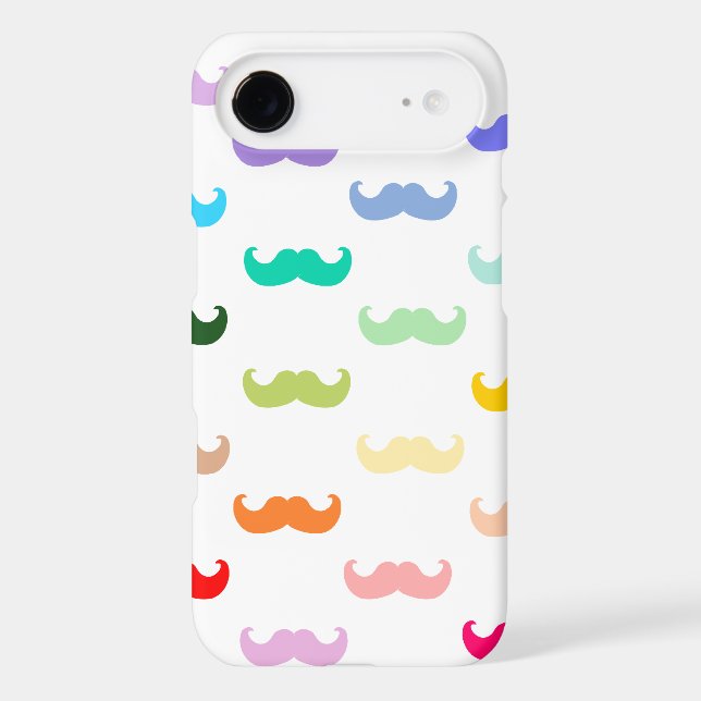 Rainbow Moustache pattern on white Case-Mate iPhone Case (Back)