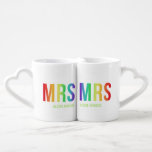 Rainbow Mrs & Mrs | Custom Names Coffee Mug Set<br><div class="desc">Cute couples mug for a married couple with MRS MRS in rainbow colours.</div>