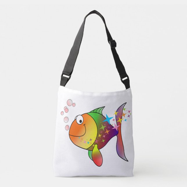 Rainbow multi colour pacific ocean tuna crossbody bag (Front)