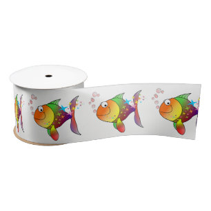 Rainbow multi colour pacific ocean tuna fish satin ribbon