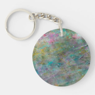 Rainbow Multi Coloured Crystal Rock Marble Key Ring