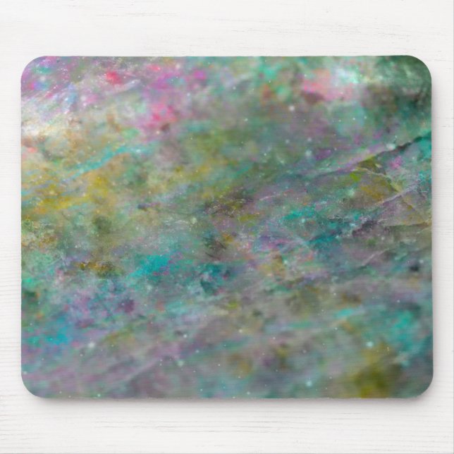 Rainbow Multi Coloured Crystal Rock Marble Mouse Mat (Front)