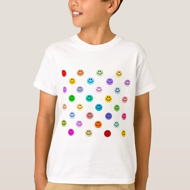 Rainbow Multicolor Face Pattern T-Shirt (Front)