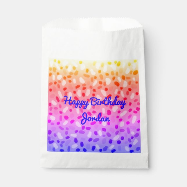 Rainbow Multicolored Festive Personalised Party Favour Bags (Front)