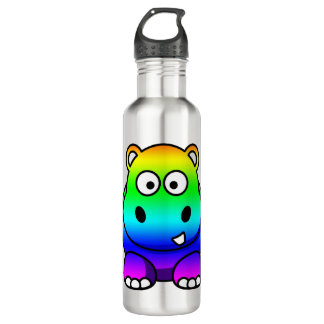 Rainbow Multicolored Hippo 710 Ml Water Bottle