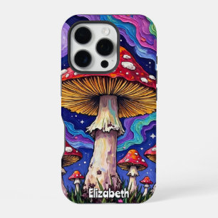 Rainbow Mushroom Meadow iPhone 16 Pro Case