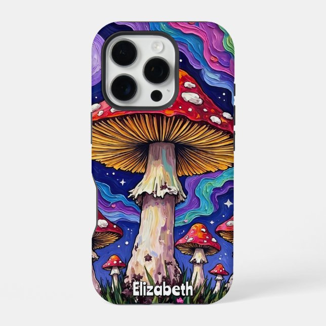 Rainbow Mushroom Meadow iPhone Case (Back)