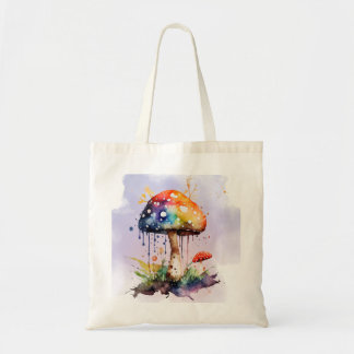 Rainbow Mushroom Tote Bag – Whimsical Watercolor