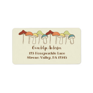 Rainbow Mushrooms Toadstools Return Address Label